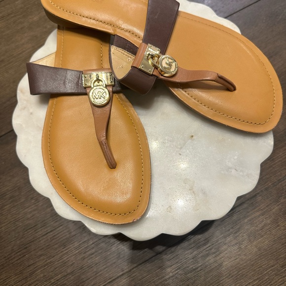 Michael Kors Leather Sandals in Brown and Tan - Picture 1 of 4